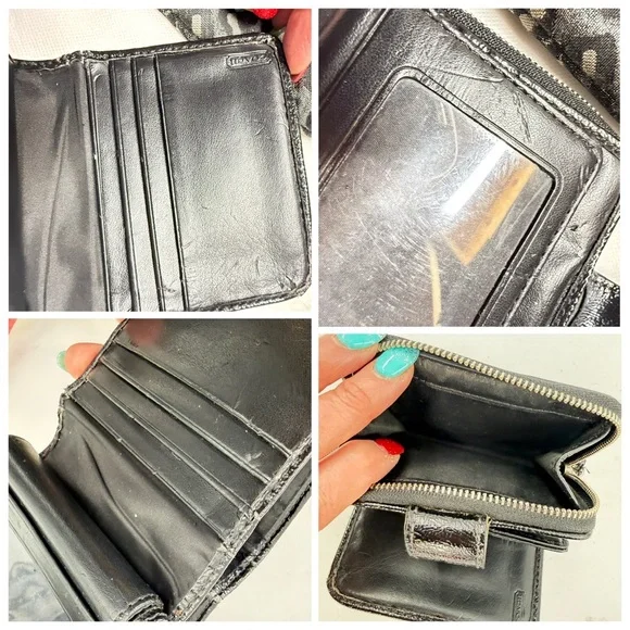 Coach Ocelot Leopard Print Crossbody Bag with Compact Wallet Black/Silver Fabric - Picture 10 of 17